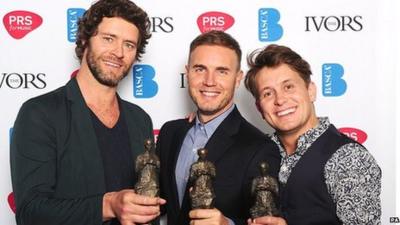 Take That stars Howard Donald, Gar Barlow and Mark Owen