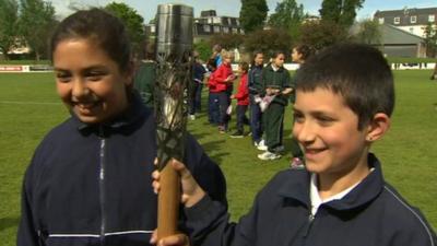 Children with the baton