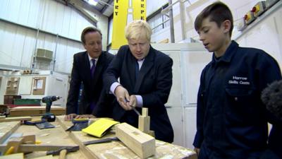 David Cameron, Boris Johnson and a student