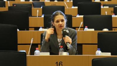 MEP Amelia Andersdotter in the European Parliament