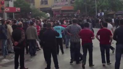 Crowds gather in town of Soma, Turkey