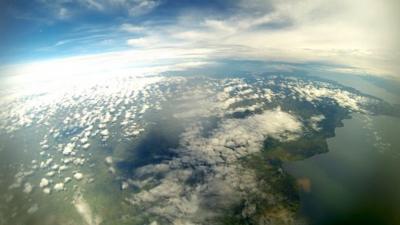 A view of Lake Malawi from a high altitude balloon