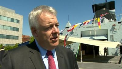 First Minister Carwyn Jones on HMS Dragon