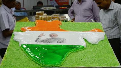 Cake with a picture of India candidate Narendra Modi