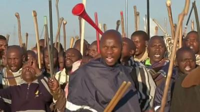 Platinum miners on strike in SA