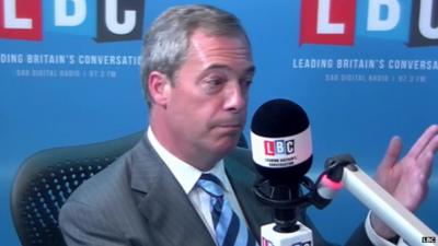 Nigel Farage in LBC radio studio