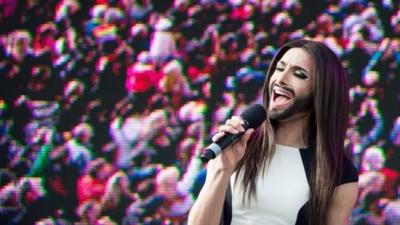 Conchita Wurst performing in Vienna, Austria