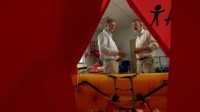 Inside a life raft