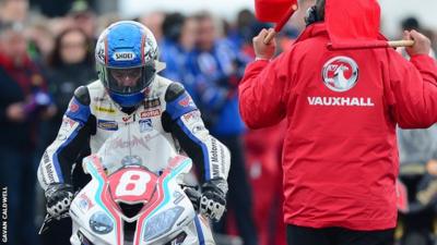 Simon Andrews before the start of the Superstock race where he sustained his injuries