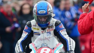 Simon Andrews before the start of the Superstock race where he sustained his injuries