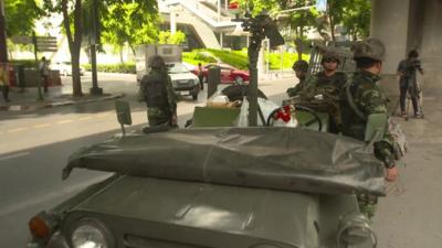 Soldiers on the street in Bangkok