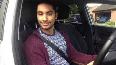 Jay Singh in a car