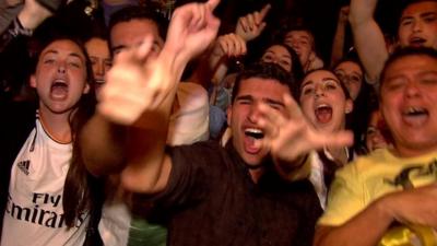 Real Madrid fans celebrating