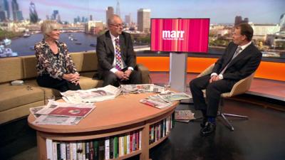 Sheila Hancock and Iain Dale with the BBC's Andrew Marr