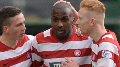 Interview - Hamilton Academical striker Jason Scotland (centre)