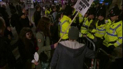 Protesters and police