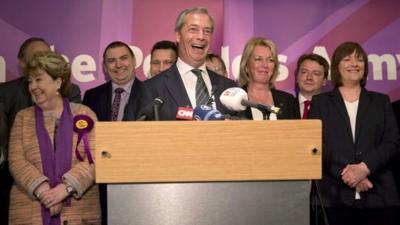 Nigel Farage gives victory speech to supporters