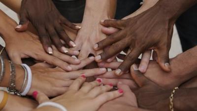 Diverse human hands