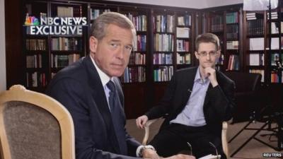 Snowden, right, granted his first full-scale media interview since the leaks, to Brian Williams of NBC