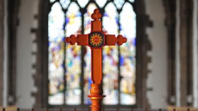 A cross in a church