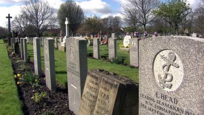 WW1 Commonwealth war graves at Preston cemetery in Tynemouth
