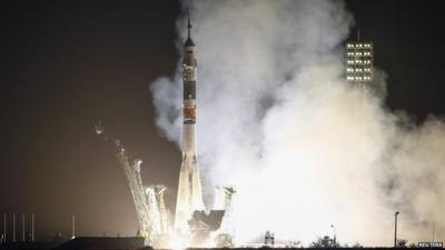 Soyuz rocket launches from Kazakhstan