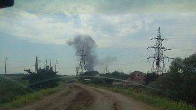 Scene of helicopter crash near Sloviansk