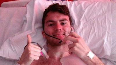 Stephen Sutton in hospital bed