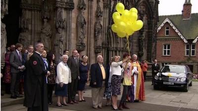 Stephen's family outside Lichfield Cathedral