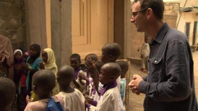 Will Ross at a school in Kano