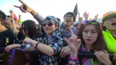 Chinese young people enjoy a rock concert