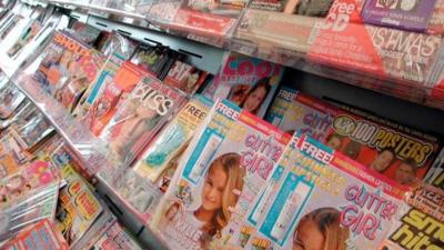 Magazines in newsagents