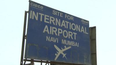 Mumbai airport site sign