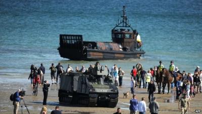 Military craft on beach