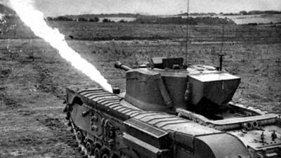 Flame-throwing tank