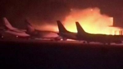 Blaze at airport in Karachi