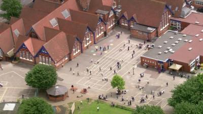 Aerial view of a school