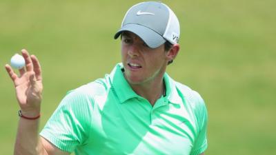 Rory McIlroy in action in US Open practice on Tuesdasy