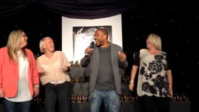 John Barnes performing the World in Motion rap