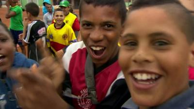 Young football fans in Sao Paulo