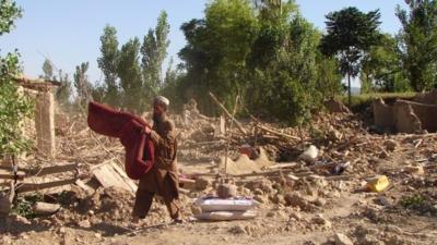 Rubble from recent airstrike