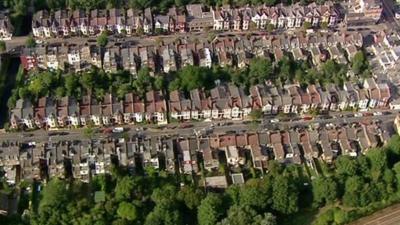 Aerial picture of terraced houses