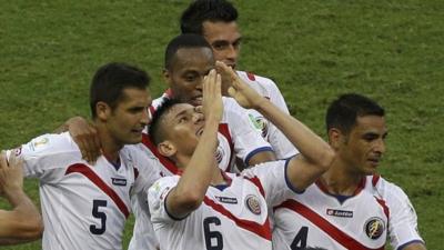 Oscar Duarte celebrates heading Costa Rica into the lead