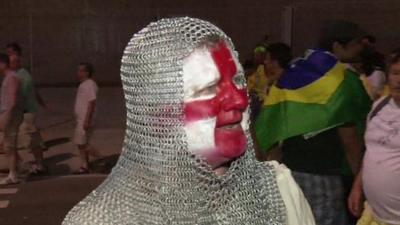 England fan dressed as knight