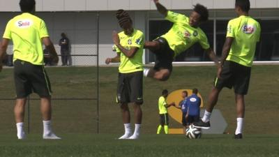 Brazil's Neymar in training