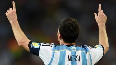 Argentina's Lionel Messi celebrates goal