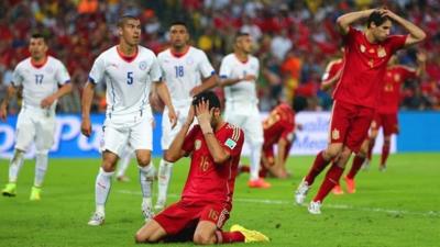 Spain's Sergio Busquets reacts after missing a gilt-edged chance