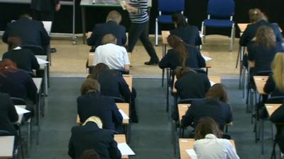 Pupils taking an exam