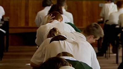 Pupils taking an exam