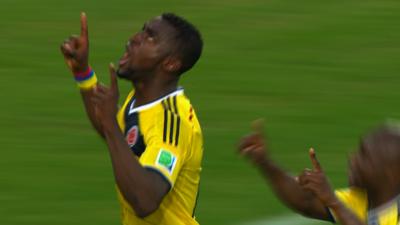 World Cup 2014: Jackson Martinez celebrates Colombia's second